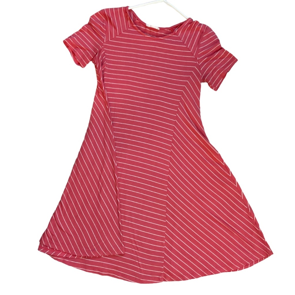 Lush Pink and White Strip Swing Style Jersey Knit Women's Dress